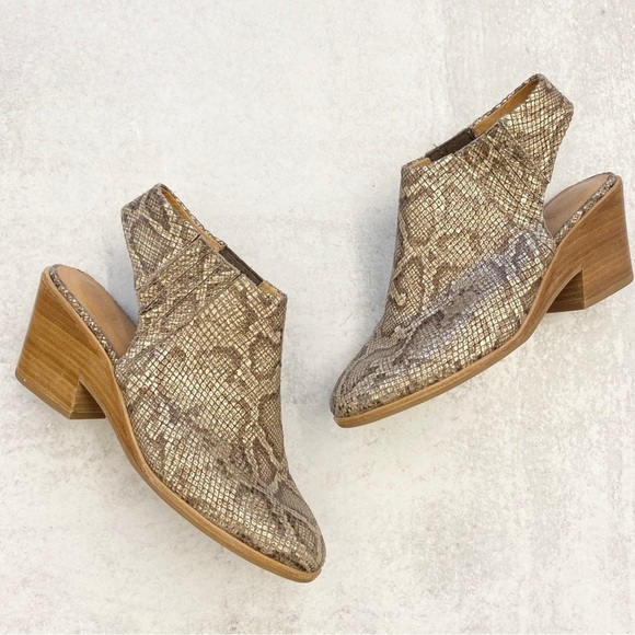 Gentle Souls || Harlie Leather Snake Slingback Open Heel Bootie 8.5 - Picture 1 of 10